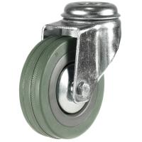 100mm Non-Marking Rubber Swivel Bolt Hole Castor [80kg max load]