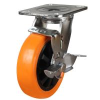 100mm Polyurethane Swivel Braked Castors [300kg max load]