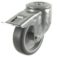 125mm Non-Marking Rubber Swivel Braked Castor [100kg max load]