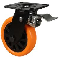 125mm Polyurethane Swivel Braked Castor [380kg max load]