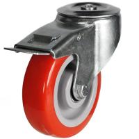 125mm Polyurethane Swivel Braked Castor [270kg max load]