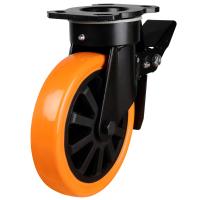 125mm Polyurethane Swivel Braked Castor [380kg max load]