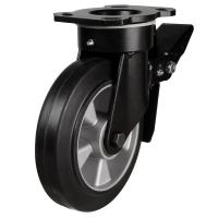 150mm Rubber Swivel Braked Castor [300kg max load]