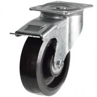 150mm Rubber on Cast Iron Swivel Braked Castor [350kg max load]