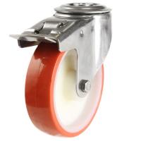 160mm Polyurethane Swivel Braked Castor [250kg max load]