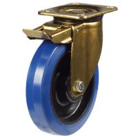 200mm Non-Marking Rubber Swivel Braked Castor [400kg max load]