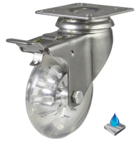 50mm Stainless Steel Non-Marking Swivel Braked Castor [50kg max load]