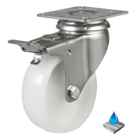 50mm Stainless Steel Nylon Swivel Braked Castor [40kg max load]