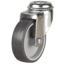 100mm Non-Marking Rubber Swivel Bolt Hole Castor [75kg max load]