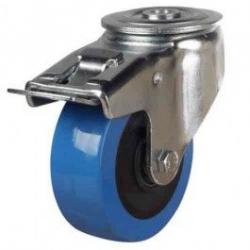 100mm Elastic Polyurethane Swivel Braked Castor [250kg max load]