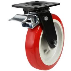 100mm Polyurethane Swivel Braked Castor [280kg max load]