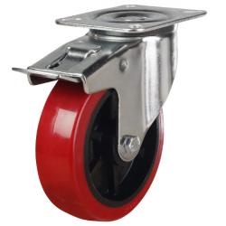 100mm Polyurethane Swivel Braked Castor [200kg max load]