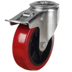 100mm Polyurethane Swivel Braked Castor [220kg max load]