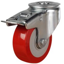 100mm Polyurethane Swivel Braked Castor [250kg max load]