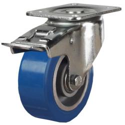 125mm Elastic Polyurethane Swivel Braked Castor [350kg max load]