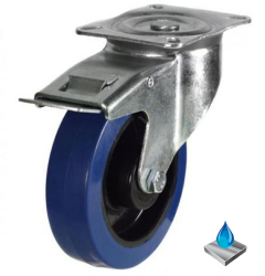 125mm Stainless Steel Non-Marking Rubber Swivel Braked Castor [250kg max load]