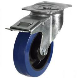 125mm Non-Marking Rubber Swivel Braked Castor [250kg max load]