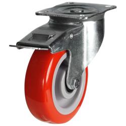 150mm Polyurethane Swivel Braked Castor [350kg max load]