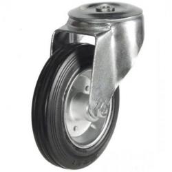 160mm Bolt Hole Rubber Swivel Castor [175kg max load]