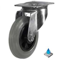 160mm Stainless Steel Non-Marking Rubber Swivel Castor [175kg max load]